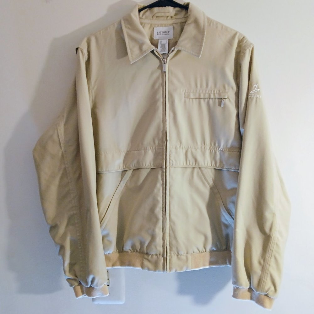 LizGolf By Liz Claiborne | Womens Tan Lightweight Zip-Up Windbreaker Jacket Larg